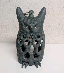 Vintage Cast Iron Owl Lantern Garden Hanging Candle Holder - Picture 1 of 22