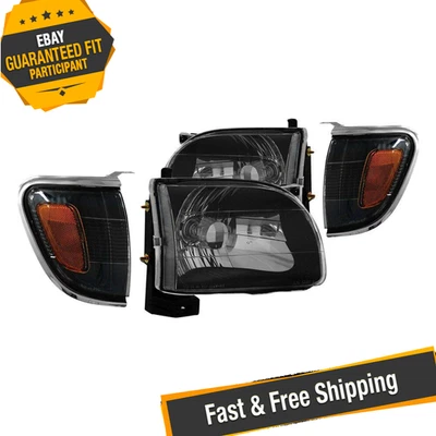 Faros Euro Anzo 121190 negros con luces de esquina para Toyota Tacoma 2001-2004 Foto 1 de 4