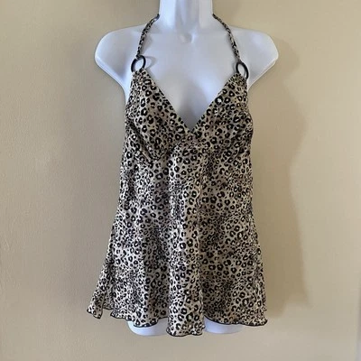 Blusa con estampado de leopardo negra amarilla marrón vintage CATO para mujer talla L grande Foto 1 de 4