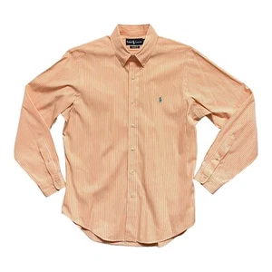 Ralph Lauren Shirt Mens Large Long Sleeve Striped Orange Sherbet Classic Fit - Picture 1 of 12