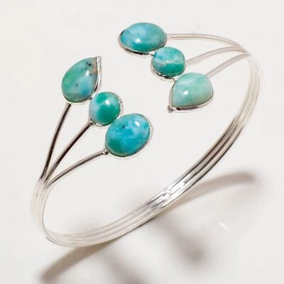 Repubblica Dominicana Larimar Gemma Argento 925 Bracciale Gioielli Fatti a... - Immagine 1 di 4