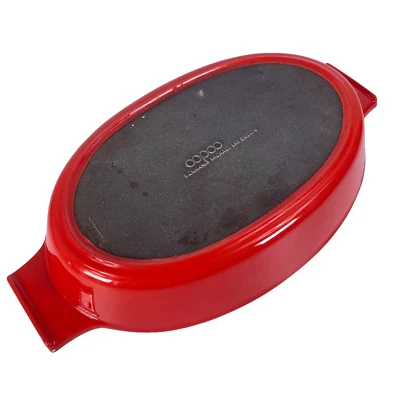 Vintage Midcentury Copco Cast Iron Oven Dish Red Denmark Michael Lax 1960's MCM - Image 1 of 4
