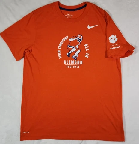 Nike DriFit Clemson Tigers Mens XL Orange T shirt Tiger Territory Cover