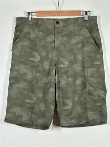 Columbia Sportswear Ladies Camouflage Cargo Shorts Khaki Green UK 12-14 (0419)