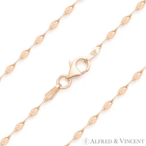 2.2mm Coffee Link 925 Sterling Silver 14k Rose Gold-Plated Mirror Chain Necklace - Picture 1 of 2