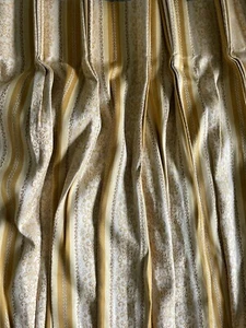 2 CUSTOM BROCADE PINCH PLEAT PANELS DRAPES CURTAINS TIEBACKS EA 46X88 GOLD CREAM - Picture 1 of 9