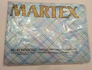 CUTE NOS Vintage Martex No Iron Percale QUEEN FLAT SHEET USA - Picture 1 of 7