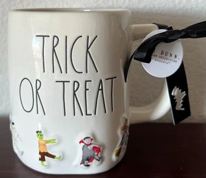 Rae Dunn TRICK OR TREAT 18 oz Mug Vampire, Witch, Mummy, Frankenstein NWT! - Picture 1 of 10
