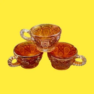 Vintage Orange Carnival Glass Tea Cups – Iridescent 1960s MCM - Bild 1 von 7