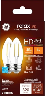 GE Lighting Relax HD LED Light Bulbs, Soft White, Clear, 320 Lumens, 2 Count - Image 1 of 3