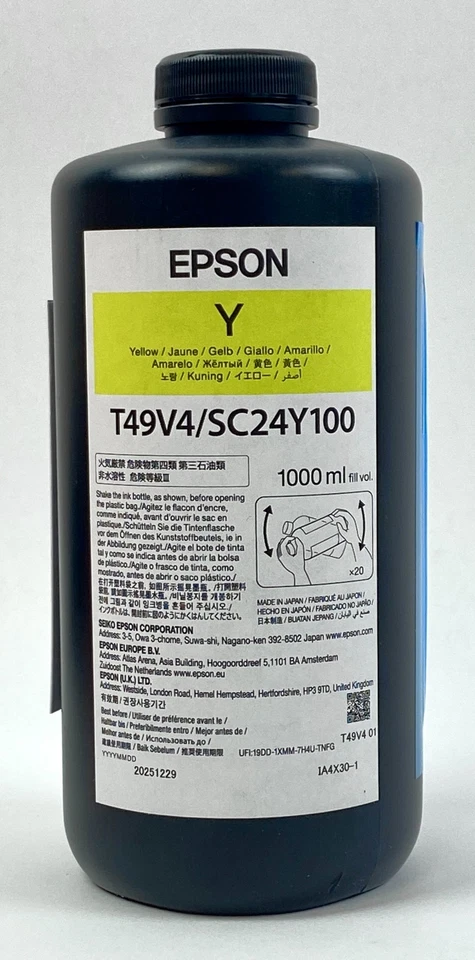 Epson T49V4 SC24Y100 Yellow UltraChrome Ink 1L for Epson SureColor V7000 - Image 1 of 3
