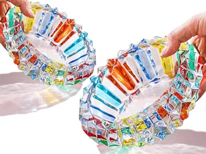 7" and 5" Crystal Colorful Ashtray, Cigar Cigarettes Ash Tray Holder Home Office - Picture 1 of 12