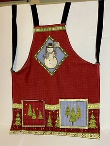 Debbie Mumm Jo-Ann Fabric Snowman And Christmas Tree Apron 28 X 22 - Picture 1 of 11