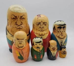 Muñecas Matryoshka Leaders URSS Unión Soviética Firmadas por Rusia de Colección 7 Muñecas Anidadas 7,5 in - Imagen 1 de 8