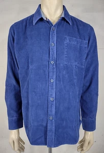 NWT Sun + Stone Pompador Blue 100% Cotton corduroy button front shirt mens Large - Picture 1 of 8