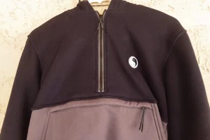 Heavy duty T&C Surf Designs Hoodie half zip with horizonal zipper gray & black S - Picture 1 of 5