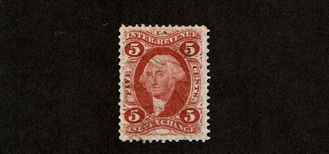1862-71 Revenue First Issue Wash. 5c Red INLAND EXCH  Sc#R27c Pen Cancel - Image 1 of 1