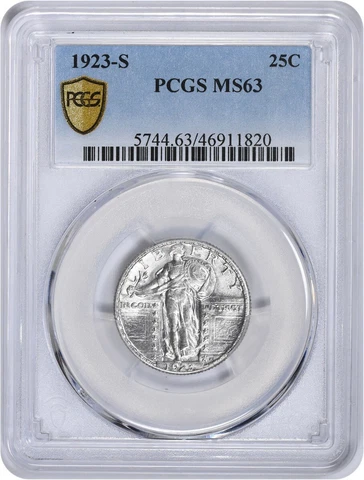 1923-S Standing Liberty Silver Quarter MS63 PCGS Cover