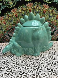 Dinosaur Stegosaurus TEAL Glazed Metlox Ceramic Cookie Jar EXCELLENT - Picture 1 of 8