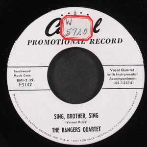 RANGERS QUARTET: sing, brother, sing / gloryland boogie CAPITOL 7" Single 45 RPM - Picture 1 of 2