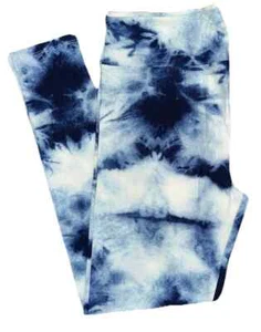 Tween Lularoe Kids Leggings Denim Tie Dye Acid Wash Blue White NEW 49602 - Picture 1 of 5