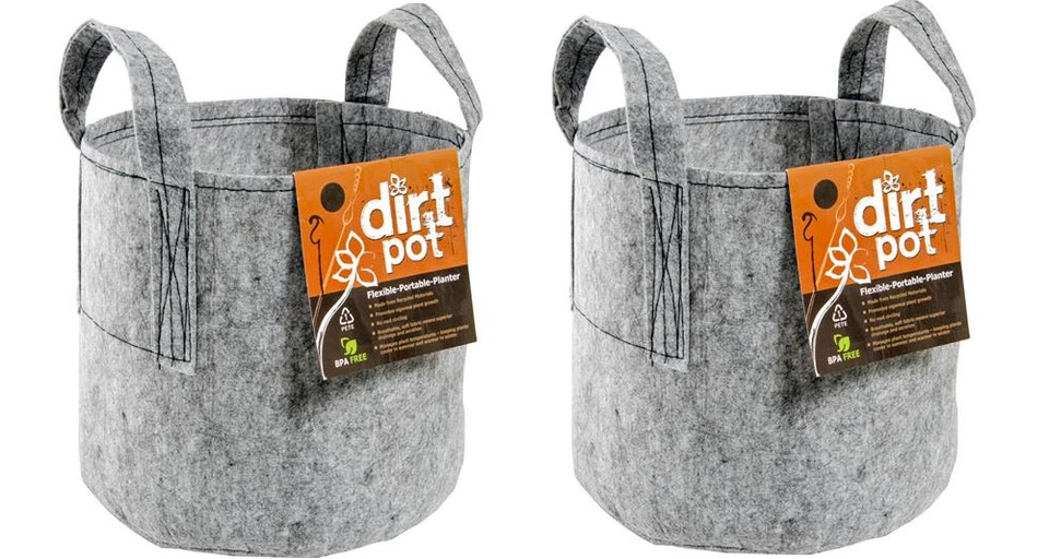 Hydrofarm Dirt Pot Reusable Planter, 7-Gallon Grey with Handles, HGDB7H Two Pack - Image 1 of 2