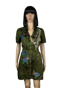 Coogi Belted Dress Printed Rhinestones Cotton size XL - Picture 1 of 21