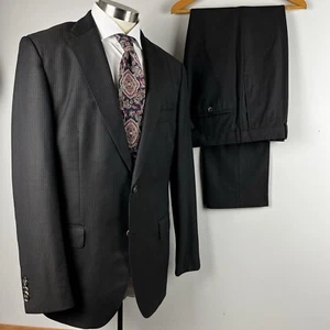 RECENT Hugo Boss Drago 42L Tailored gray stripe Italian wool suit 35 x 34 - Picture 1 of 13