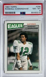 1987 Randall Cunningham Topps NFL Football Card RC Rookie #296 Mint PSA 8