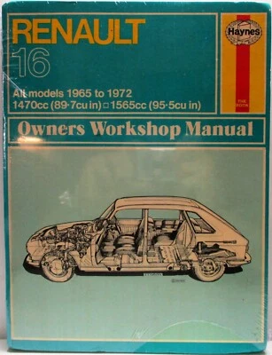 Haynes - Renault 16/1965A 1972 / Todo Modelos Propietario Manual de Taller Usado - Imagen 1 de 4