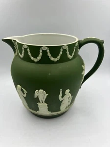Rare! Wedgwood Pitcher Jasperware Dark Green Antique 6" Serveware Collectible Ha - Bild 1 von 10