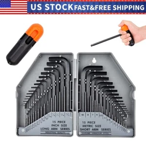 30Pcs Hex Key Set Allen Wrench Set SAE and Metric Allen Keys With Torque Handle - Picture 1 of 6