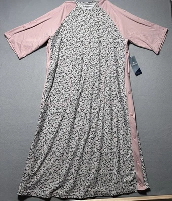 NOVA Camisola Adaptativa Silverts Tamanho Médio Vestido Hospitalar Vestido Assistido Cinza Rosa - Imagem 1 de 4