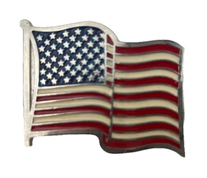 American Flying USA Flag Belt Buckle Silver Ton 1.75” Belt Max - Picture 1 of 3