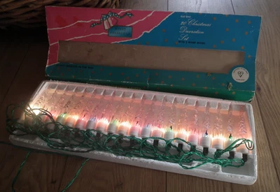 Vintage 20 push-in Christmas tree icicle fairy string lights boxed by Kuo Shu - Image 1 of 4