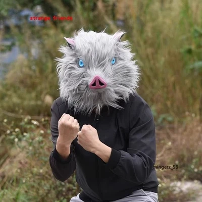 Demon Slayer Kimetsu no Yaiba Hashibira Inosuke Cosplay Mask Boar Helmet Costume - Image 1 of 4