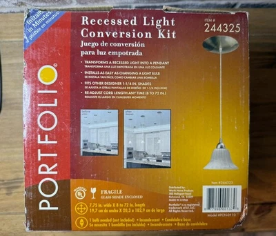 PORTFOLIO #244325 RECESSED LIGHT CONVERSION KIT Glass SHADE BRUSHED NICKEL - Image 1 of 2