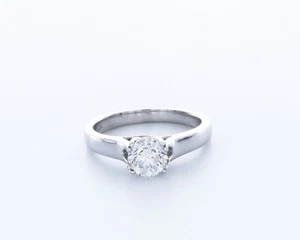 1.3CT Lab-Created Diamond E/VVS1 Round Cut 14K Gold Prong Classic Solitaire Ring - Picture 1 of 4