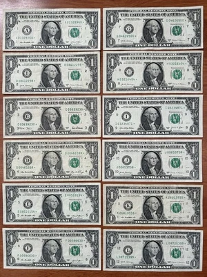 US. 2013-2021: 12 $1 Dollar Bills- All Star Notes - Completed Set Of 12 District - Image 1 of 4