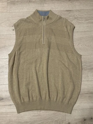 Chaleco Suéter Johnston & Murphy Para Hombre Talla XL Tostado 1/4 Cremallera Foto 1 de 4