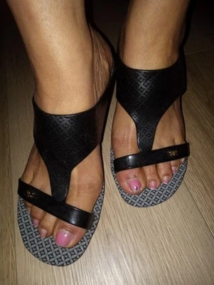 Zaxy Glamour Top Wedge Heel Sandals  Black/ Gray Size 7 - Image 1 of 4