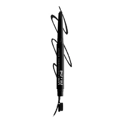 NYX Fill and Fluff Eyebrow Pomade Pencil 08 Black Dual Ended Brow Makeup 0.01oz - Image 1 of 4