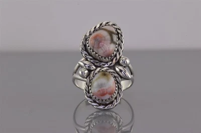  Native American 1977 Signed Sterling Silver Ocean Jasper Rope Ring 925 Sz: 9 - Image 1 of 4