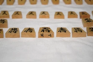 Tamayama Shima Buchsbaum Tendo schwarz Shogi Stücke mit Box gebraucht KKK - Bild 1 von 3