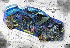 Line Tech Drawing  Subaru Impreza WRC Cutaway Art Poster Print