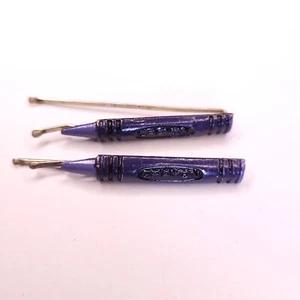 Vtg Crayon Hair Barrettes Purple Set Crayon 70s 80s Little Girl Dolls School USA - Picture 1 of 3