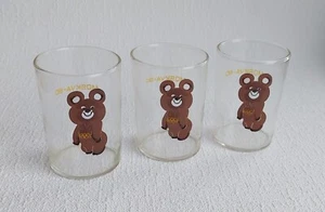 XXII Moscow-1980 Olympics Games Moscow-80 Mascot MISHA Glasses Set of 3 - Picture 1 of 3