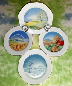 Vtg Set Schirnding Bavaria Germany Four Seasons Porcelain Wall Plates~Rare 7.5'' - Picture 1 of 12