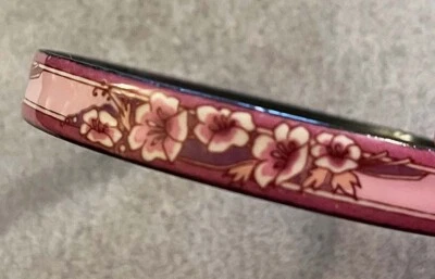 Vintage Signed MICHAELA FREY Austria Folk Art Pink Flower Floral Enamel Bangle - Image 1 of 4