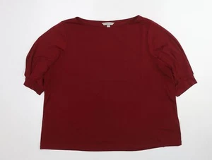 H&M Womens Red Polyester Blend Blouse Size XL - Pleat Sleeve Detail - Picture 1 of 10